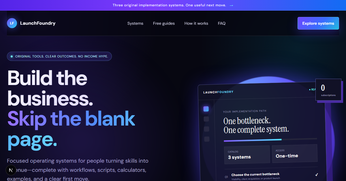 LaunchFoundry Systems — 官网预览图